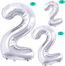 GOER Silver Number 2 Foil Balloons,Huge Number Balloons for 2nd 22nd Birthday Party Supplies Anniversary Decorations(3 pcs,42 inch,32 inc,16inch) by TinyTreasures Baby Boutique