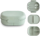 mushie Kids Bento Lunch Box | 3-Compartment & Removable Divider + Fork & Spoon Utensils | Great For Meals, School, Snacks On-the-Go | Dishwasher Safe (Sage) by TinyTreasures Baby Boutique