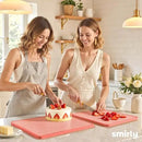 SMIRLY Plastic Cutting Board Set with Holder 3 Pieces, Non-Slip Dishwasher Safe Chopping Boards for Kitchen, Pink by CozyNest Decor