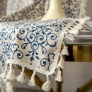 Sutuo Home Boho Curtain 84 Inches Length Semi-Blackout Bohemian Damask Moroccan Florals Print Darkening Curtains Tassels, Rod Pocket Window Treatment Drapes for Bedroom, 1 Panel 59" W x 84" L, Blue by CozyNest Decor