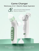 Momcozy BreezyClear™ 2-in-1 Electric Nasal Aspirator with Spray, Nasal Aspirator for Baby, 65kPa Nose Sucker with 4 Adjustable Suction Levels,Portable Electric Nose Cleaner,Light & Music Soothing by TinyTreasures Baby Boutique