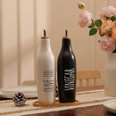 HOMCDALY Olive Oil and Vinegar Dispenser Set, 16oz Ceramic Oil Dispenser for Kitchen, Kitchen Dispenser Bottle for EVOO Vinegar Syrups, Modern Farmhouse Design| Set of 2 – P-Black&White by CozyNest Decor