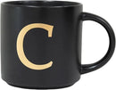 COLLECTIVE HOME - Monogram Ceramic Mugs, 15 oz Golden Initial Black Coffee Cups, Elegant Alphabet Tea Mugs, Elegant Personalized Mug with Gift Box, Unique Mug with Double Side Capital Lette (C) by CozyNest Decor