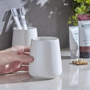 White Toothbrush Holder for Bathroom - Ceramic Tooth Brushing Holders, Toothbrush Cup & Toothpaste Organizer for Bathroom Countertop, Makeup Brush Holder, Pen Holder for Home Desktop Storage by CozyNest Decor