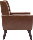 UIXE Faux Leather Accent Chair, Morden Upholstered Armchair for Living Room, Button Tufted Arm Chair Comfy Single Sofa Bedroom Side Reading Seat - Coffee by CozyNest Decor