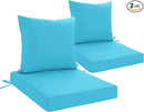 24x24 Inch Outdoor Cushions for Patio Furniture Set of 2, Waterproof Outdoor Chair Cushions w/Fade-Resistant, Removable & Machine-Washable Covers, Deep Seat Sofa/Couch Pad Replacement, Teal by GreenHaven Gardens