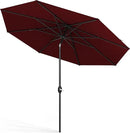 Midtown Umbrellas Sunbrella Umbrella 9 Feet Outdoor Umbrella With Burgundy Acrylic Fabric - Auto-Tilt Aluminum Frame Patio Umbrella For Backyard, Deck, Garden, Pool - Black Pole by GreenHaven Gardens