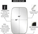 ANDY STAR Brushed Nickel Mirror, 30x48’’ Brushed Nickel Bathroom Oval Mirror with Stainless Steel Metal Frame, Silver Oblong Mirrors Wall Mounted for Bedroom, Living Room Decor