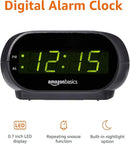 Amazon Basics Small Digital Oval Alarm Clock With LED Display, Nightlight & Battery Backup, Black, 4.5 x 3.5 x 2.4 Inches by CozyNest Decor