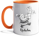 Santa Claus White Ceramic Teacup, Personalized Santa Claus Accent Coffee Mug Gift For Grandson Boyfriend Brother on Christmas Holiday, Unique Birthday Coffee Cup 11 Oz 15 Oz, Custom Name Kids Teacup by TinyTreasures Baby Boutique