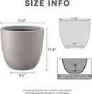 Kante 14 Inch Dia Round Concrete Planter, Indoor Outdoor Large Plant Pot with Drainage Hole and Rubber Plug for Home Patio Garden, Weathered Concrete by GreenHaven Gardens
