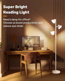 White Floor Lamp, 36W Modern Dimmable Standing Lamp 2700-6500K, 3 Rotatable LED Lights Reading Tall Lamp, Touch & Remote Control Floor Lamps for Living Room Bedroom Office by CozyNest Decor