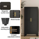 51" Kitchen Pantry Cabinet, Metal Storage Cabinet with 3 Adjustable Layer Shelves, 8 Door Shelves, Buffet Sideboard for Living Room, Kitchen, Black by CozyNest Decor