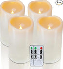 Homemory 4" x 6" Large Waterproof Outdoor Flameless Candles, Battery Operated Flickering LED Pillar Candles with Remote and Timers for Indoor Outdoor Lanterns, Long Lasting, Dark Ivory, Set of 4 by CozyNest Decor