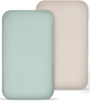 Muslin Bedside Bassinet Sheets 2 Pack, 33x20 Fitted Ultra Soft & Breathable Bedside Sleeper Sheets, Ideal for Baby Girl and Boy, Perfect for Newborns (Beige & Sage) by TinyTreasures Baby Boutique