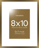 Homeforia Bronze Picture Frames 8x10, High End Metal 8 x 10 Photo Frame with Mat 5 x 7 Art, 10x8 Brass Frame Matted to 5x7 inch Print, 8by10 Wall or Tabletop Frames, Tempered Glass, Wall Kit, Set of 1 by CozyNest Decor