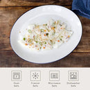 Made In Cookware - Serving Platter - White With Navy Rim- Porcelain England by CozyNest Decor