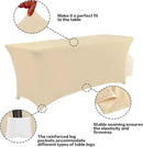 IVAPUPU 2 Pack 4FT Table Cloth for Rectangular Fitted Events Stretch Champagne Table Covers Washable Cover Spandex Tablecloth Protector for Party, Wedding, Cocktail, Banquet, Festival by CozyNest Decor