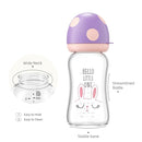 YOHKOH Natural Glass Baby Bottle with Natural Response Nipple, Newborn Anti-Colic Baby Bottles, Wide Neck Mushroom Cap Baby Bottle, Clear ((5.4oz (Pack of 4), Purple) by TinyTreasures Baby Boutique