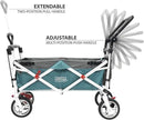 Creative Outdoor Wagon, Push and Pull Double Stroller for Toddlers & Kids with Removable Canopy and Seat Belt Harnesses, Collapsible Folding Garden Cart, Adjustable Handle, Beach Wagon (Teal) by GreenHaven Gardens