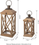 Glitzhome Mondern Farmhouse Wood Metal Lanterns Decorative Hanging Candle Lanterns Set of 2, Natural (No Glass) by CozyNest Decor