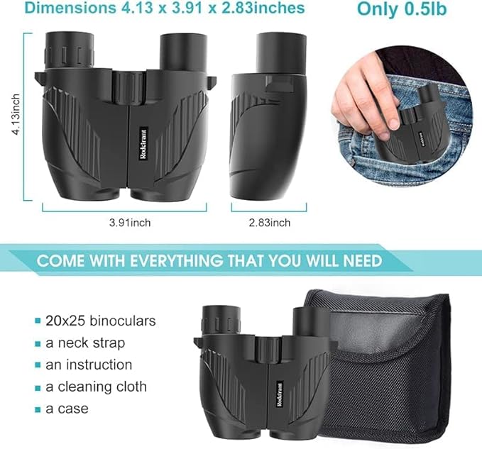 20x25 Binoculars for Adults and Kids, High Power Easy Focus Compact Binoculars with Low Light Vision for Bird Watching and Travel by TinyTreasures Baby Boutique