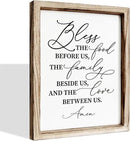Christian Wooden Wall Sign, Dining Room Decors, Farmhouse Decor for Kitchen, Rustic Home Decor, Framed Wall Plaque Sign 15 * 11.5 inches, Bless the Food Before Us by CozyNest Decor