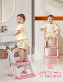 Potty Training Seat, Toddler Toilet Seat With Steps, 2 In 1 Toddler Potty Training Toilet With Splash Guard, Anti-Slip Step Stool Soft Mat, Adjust High Potty Seats For Toddlers Kids Boys Girls by TinyTreasures Baby Boutique