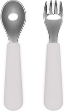 Lalo Utensils - Toddler Fork and Spoon Set - Stainless Steel and Silicone Ergonomic Toddler Utensils - Children Safe Flatware Set - 2 Pieces - Lavender by TinyTreasures Baby Boutique
