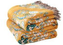 Boho Throw Blanket for Bed,100% Cotton Ultra Soft Lightweight Muslin 4-Layer Breathable Woven Throws 60''x 80'' Blanket Yellow Floral Printed Farmhouse Decor Bed Blankets by CozyNest Decor