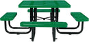 Global Industrial 46" Square Picnic Table, Perforated Metal, Green Thermoplastic Coating, Attached Benches, 1-1/2” Umbrella Pole Hole, Outdoor-Rated, 1200 lb Capacity by GreenHaven Gardens
