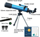 Telescope for Kids 50mm 100x Magnification Beginner Telescopio with Tripod, 2 Eyepieces & Finder Scope, STEM Educational Gift for Boys & Girls Ages 6-12, Portable Kids Telescope for Astronomy by TinyTreasures Baby Boutique