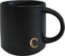 COLLECTIVE HOME - Black Monogram Ceramic Mugs, 15 oz Golden Initial Coffee Cups, Elegant Alphabet Tea Mugs, Personalized Halloween Mug with Gift Box, Perfect for Office and Home Décor (c) by CozyNest Decor