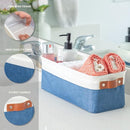 OrganiHaus Narrow Storage Bins 15x06in, Small Closet Bins for Shelves, Bathroom Storage Baskets for Shelves, Narrow Baskets, Fabric Organizer with Handles, Toilet Paper Organizer - 2 Pack, Navy Blue by TinyTreasures Baby Boutique
