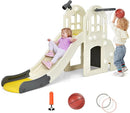 BABY JOY Toddler Large Slide, 6 in 1 Slide for Kids with Basketball Hoop, Ring Toss, 2 in 1 Convertible Climbing Way, Freestanding Kids Slide Climber Set for Indoors Outdoor Boys Girls Gifts Present by TinyTreasures Baby Boutique