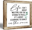 Inspirational Decor Sign, Wooden Plaques Sign Table Decor, Farmhouse Desk Signs, Rustic Home Decorate, Housewarming Decorate, Encouragement Gift, Life isn't About Waiting for the Storm to Pass Signs by CozyNest Decor