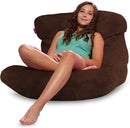 Posh Creations Structured Comfy Bean Bag Chair for Gaming, Reading, and Watching TV, Laguna Lounger, Rabbit Fur - Brown by TinyTreasures Baby Boutique