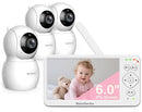 6" Big Screen No WiFi Baby Monitor with 3 Cameras, 1000ft Long Range, 2-Way Talk, 8 Lullabies, ECO Mode, Infrared Night Vision, 150 Languages, Perfect Baby Shower,Baby Register Gift by TinyTreasures Baby Boutique