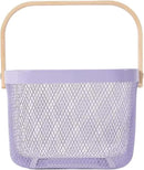Metal Mesh Steel Basket, Storage Organizer Basket Multi-functional Hanging Kitchen Baskets Fruit Basket Bin with Bamboo Handle for Kitchen Bathroom Picnic Shopping Decor Cabinet Home, Purple by GreenHaven Gardens