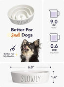 Ceramic Slow Feeder Dog Bowls Small Breed, 0.6 Cups Dog Food Dish for Fast Eaters, Puzzle Bowl for Small Dogs and Cats,White by CozyNest Decor