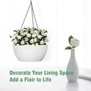 10 inch Hanging Planters for Outdoor Indoor Plants with Drainage Holes and Chain, 2 Pack Round Hanging Flower Plant Pots for Garden Home Porch Decor, White by GreenHaven Gardens