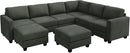 HONBAY Corduroy Sectional Couch with Storage U Shaped Sectional Sofa Modular Sectional Couches for Living Room, Green by CozyNest Decor