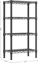1000 lbs 4 Tier Shelf Metal Storage Shelves Wire Rack Closet Organizers with PP Board for Garage Kitchen Bathroom Laundry Black 11.8" D x 21.7" W x 39.5" H by CozyNest Decor