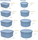 100% Silicone Food Storage Containers with Lids, 8 Pack, 10oz to 51oz, Reusable Leakproof Nesting & Stackable Silicone Bento Lunch Box, Microwave Freezer Dishwasher Oven Safe, BPA Free, Slate Blue by TinyTreasures Baby Boutique