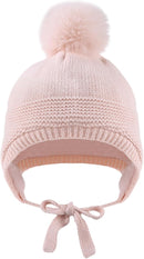 Basic Winter Baby Beanie Gloves Boys Girls Knitted Hat Pompom Kids Earflap Hats Warm Infant Toddler Beanie Mittens Set by TinyTreasures Baby Boutique