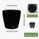 Dexceder 18x17 Self Watering Planter with Wheels Indoor Outdoor, Inner Pot Design, Thickened Large Floor Standing Flower Plant Pot with Water Level Indicator (Black Matte) by CozyNest Decor