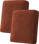 H.VERSAILTEX Velvet Stretch Couch Cushion Cover Plush Cushion Slipcover for Chair Loveseat Sofa Cushion Furniture Protector Seat Cushion Sofa Cover (2 Piece Medium Sofa Cushion Covers, Rust) by CozyNest Decor