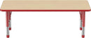 FDP Rectangle Activity School and Classroom Kids Table (24 x 60 inch), Chunky Toddler Legs, Adjustable Height 15-24 inches - Maple Top and Red Edge by CozyNest Decor