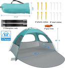 WhiteFang Beach Tent Anti-UV Portable Sun Shade Shelter for 3/4/6/8 Person, Extendable Floor with 3 Ventilating Mesh Windows Plus Carrying Bag, Stakes and Guy Lines by TinyTreasures Baby Boutique