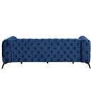 85.5" Velvet Upholstered Sofa with Sturdy Metal Legs, Modern Sofa Couch with Button Tufted Back, 3 Seater Sofa Couch for Living Room, Apartment, Home Office, Blue